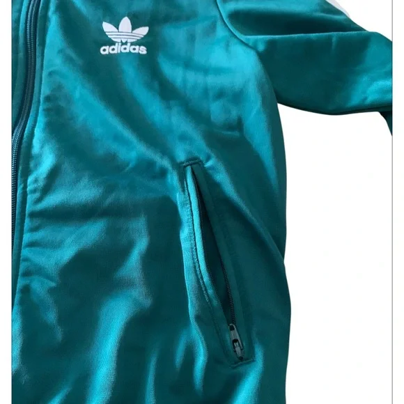 Adidas Green 3 Stripe Zip Front Track Jacket - Picture 6 of 9